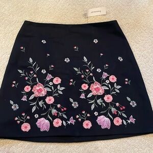 NWT Miami Francesca’s black embroidered skirt